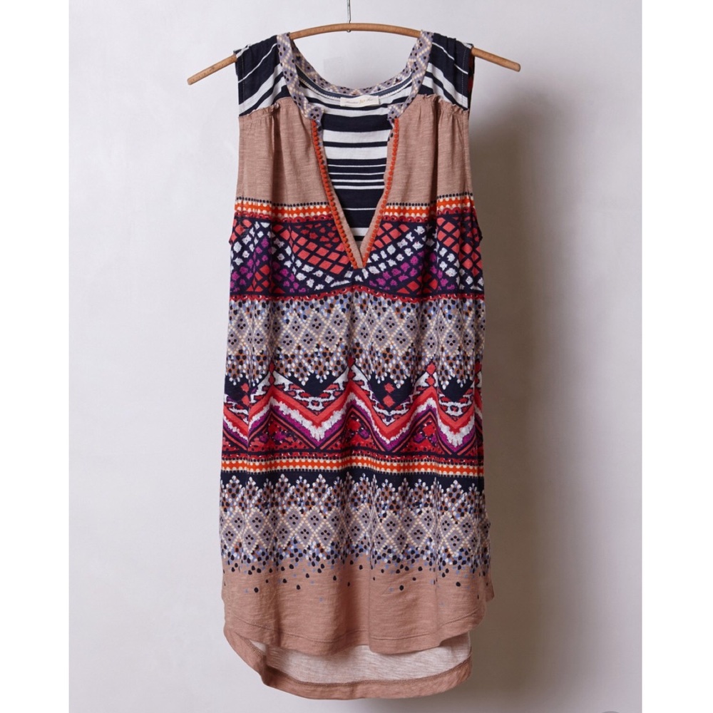 Anthropologie Meadow Rue Pom Pom V-Neck Tank
